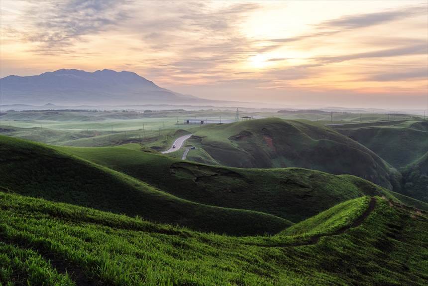 大観峰駐車場からの朝日