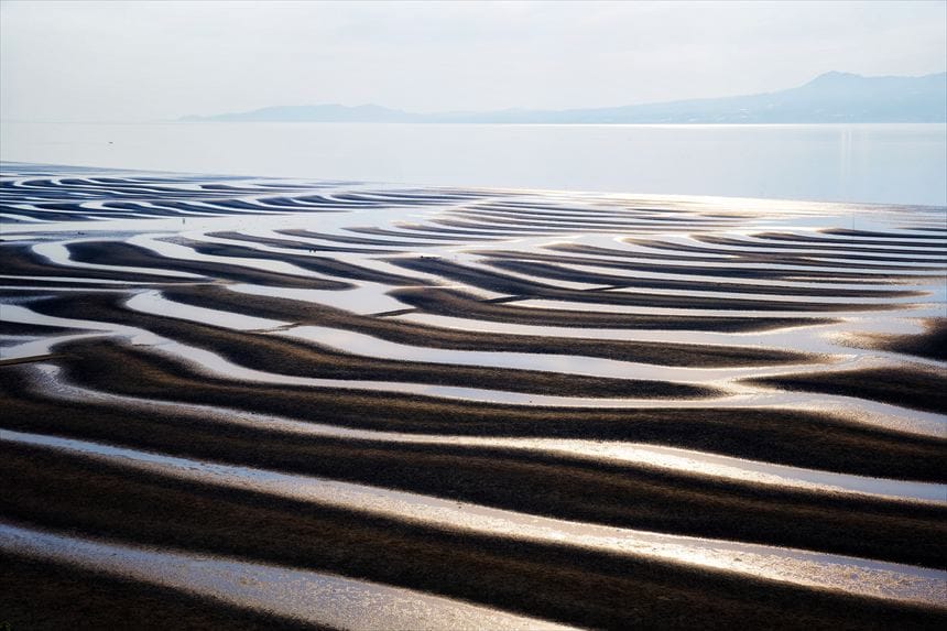御輿来海岸の砂紋と夕焼け5