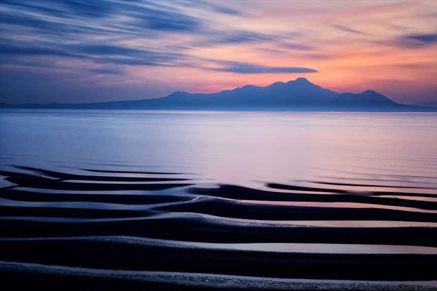 御輿来海岸の砂紋と夕焼け4