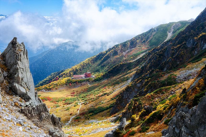 上から見た千畳敷カール 千畳敷カールの紅葉