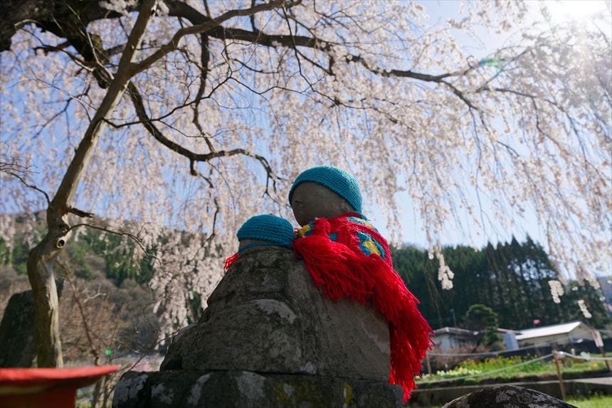中塩のしだれ桜とお地蔵さん