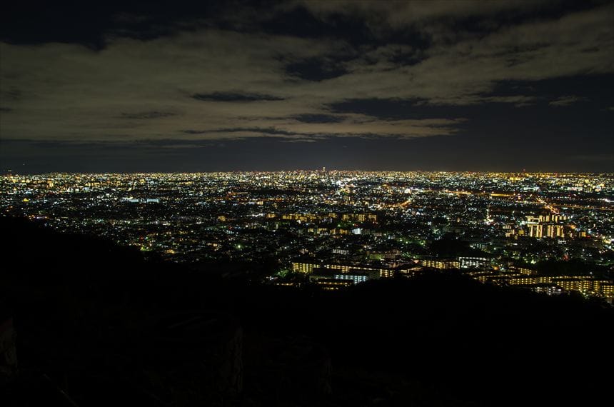 五月平展望台から見た夜景 広角で撮影
