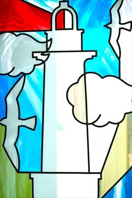 大王崎灯台 大王崎灯台内部の美しいステンドグラス