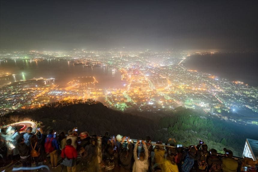 函館山展望台の混雑具合の様子