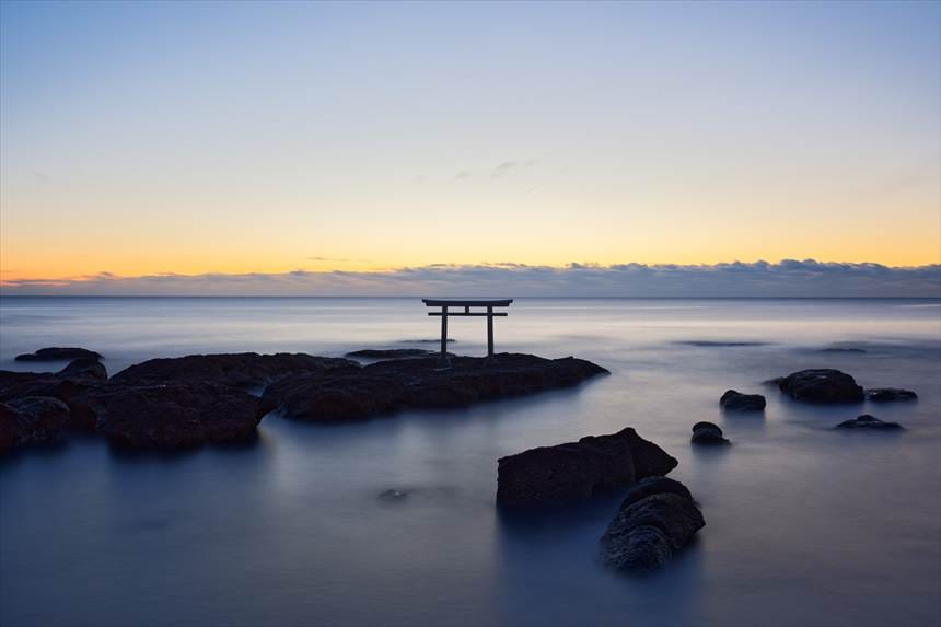 NDフィルターを使用して長秒露光で撮影した大洗の海