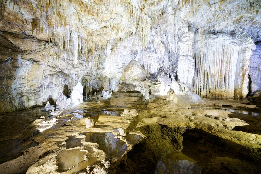 水連洞の鍾乳石のカーテンエリア